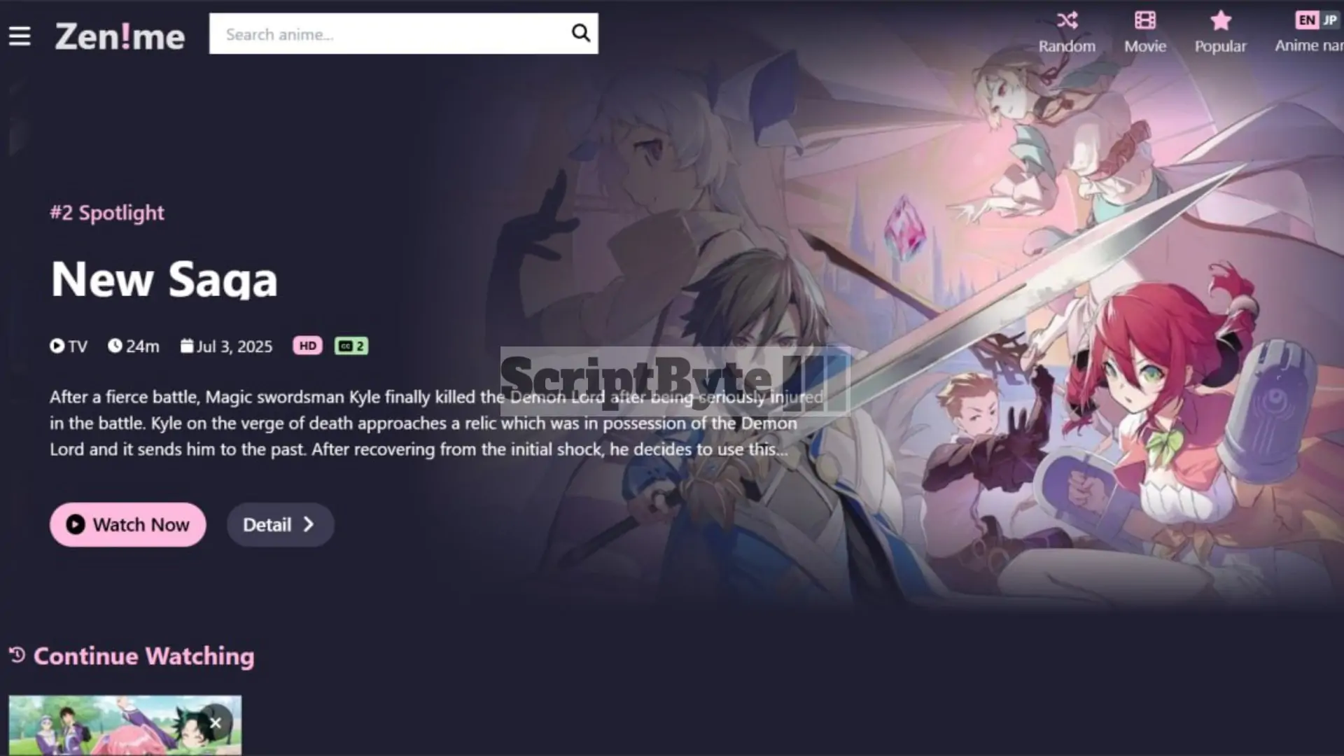 Zenime - Anime streaming site