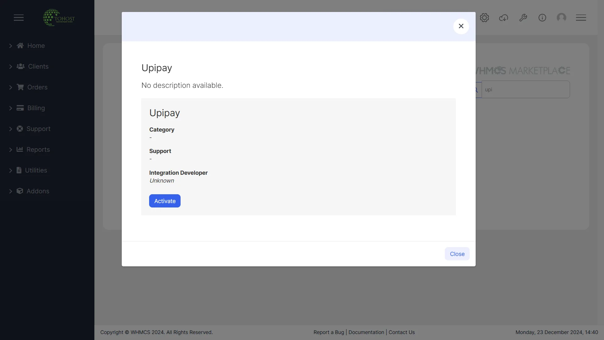 Upi Gateway WHMCS Module